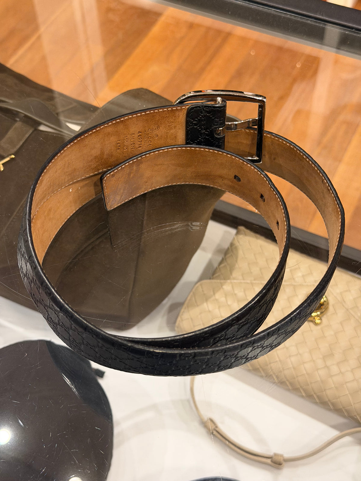 Gucci GG Supreme Microguccissima Signature Leather Belt Black