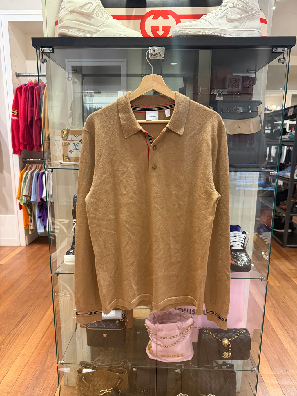 Burberry Long-Sleeve Wool Polo Shirt - Brown