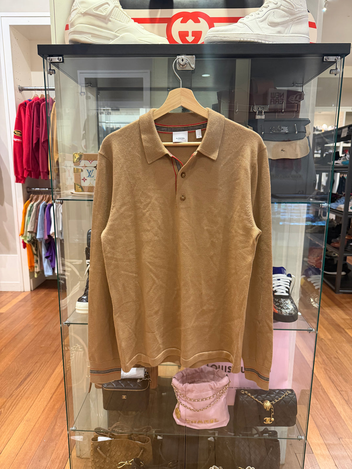 Burberry Long-Sleeve Wool Polo Shirt - Brown