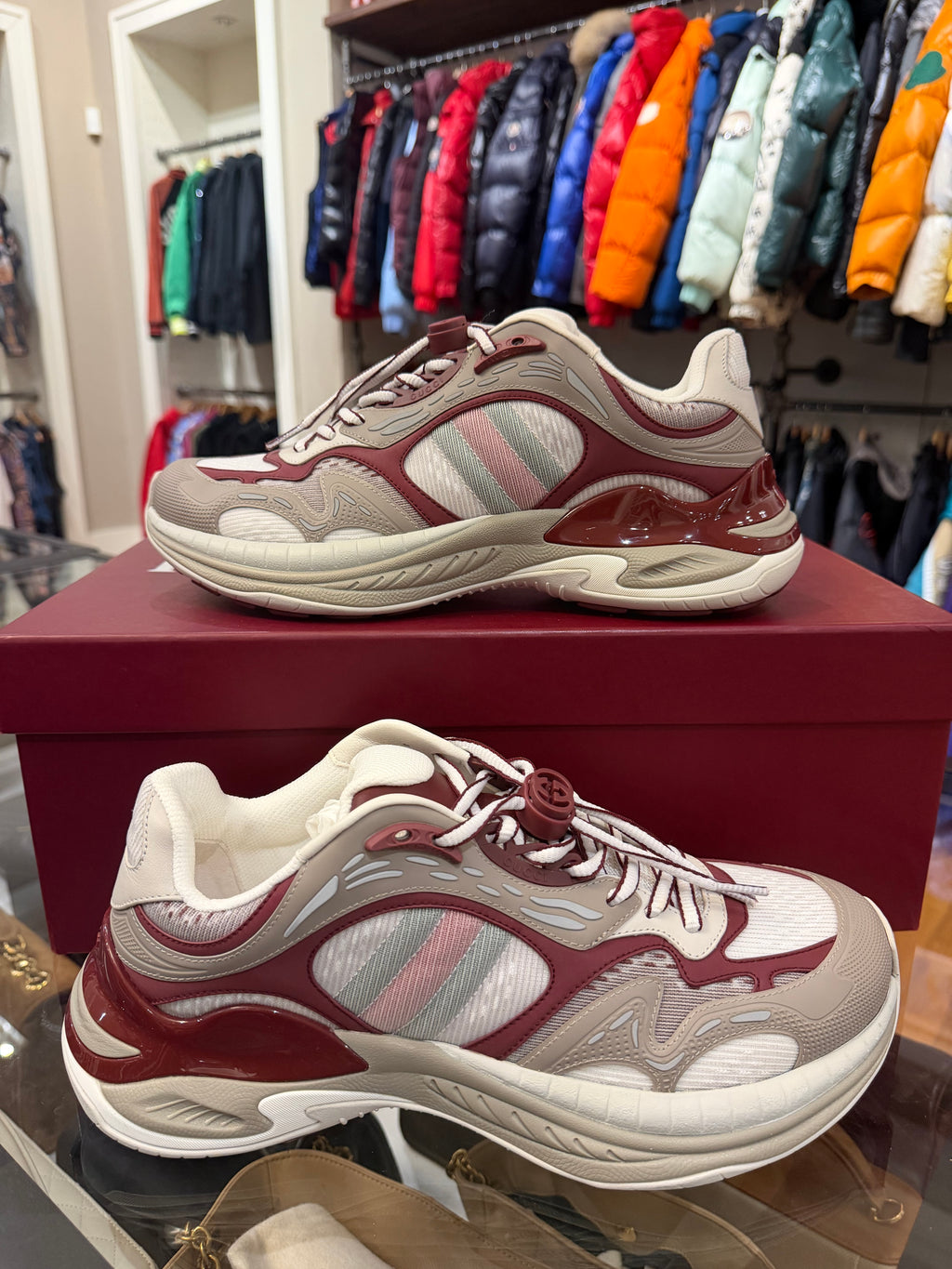 Gucci 2.0 Grey Rossi Ancora Mesh Sneaker