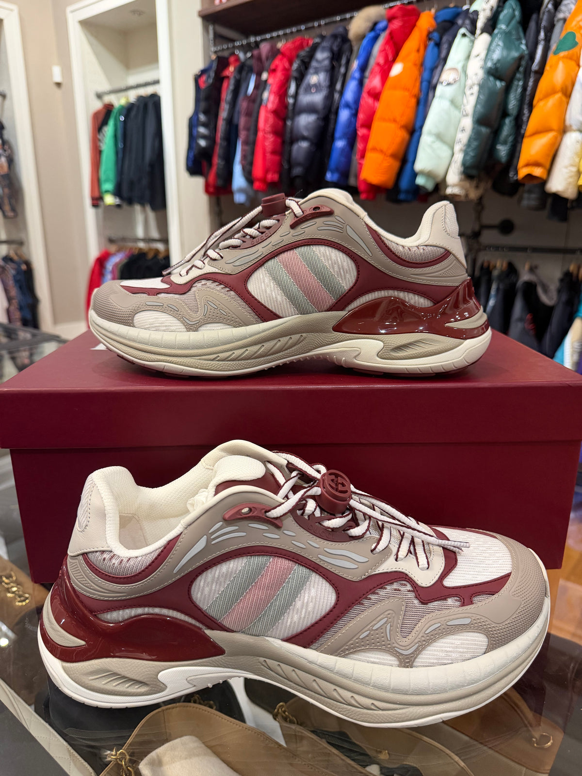 Gucci 2.0 Grey Rossi Ancora Mesh Sneaker