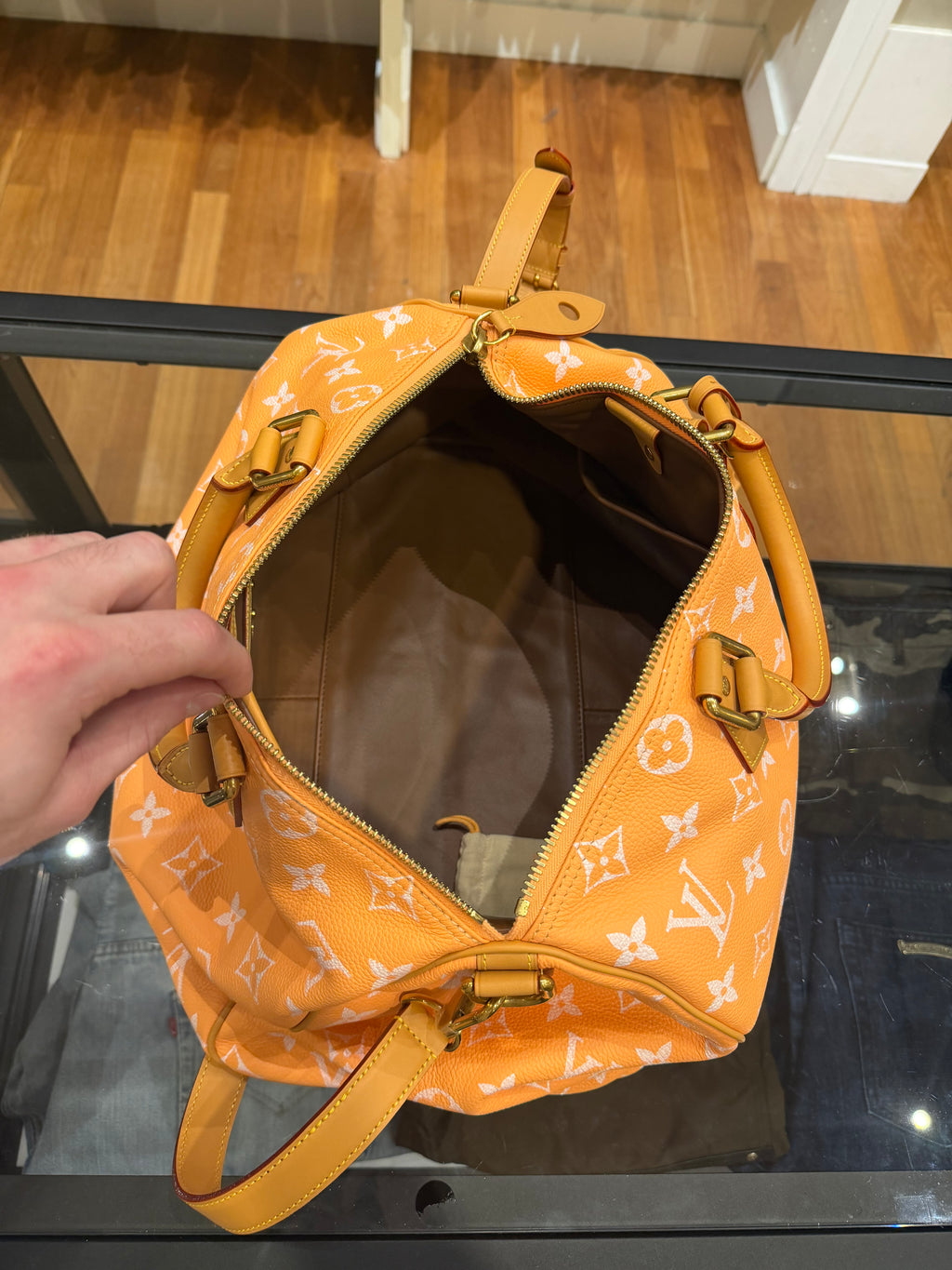 Louis Vuitton P9 Speedy 40 Peach Duffle Bag
