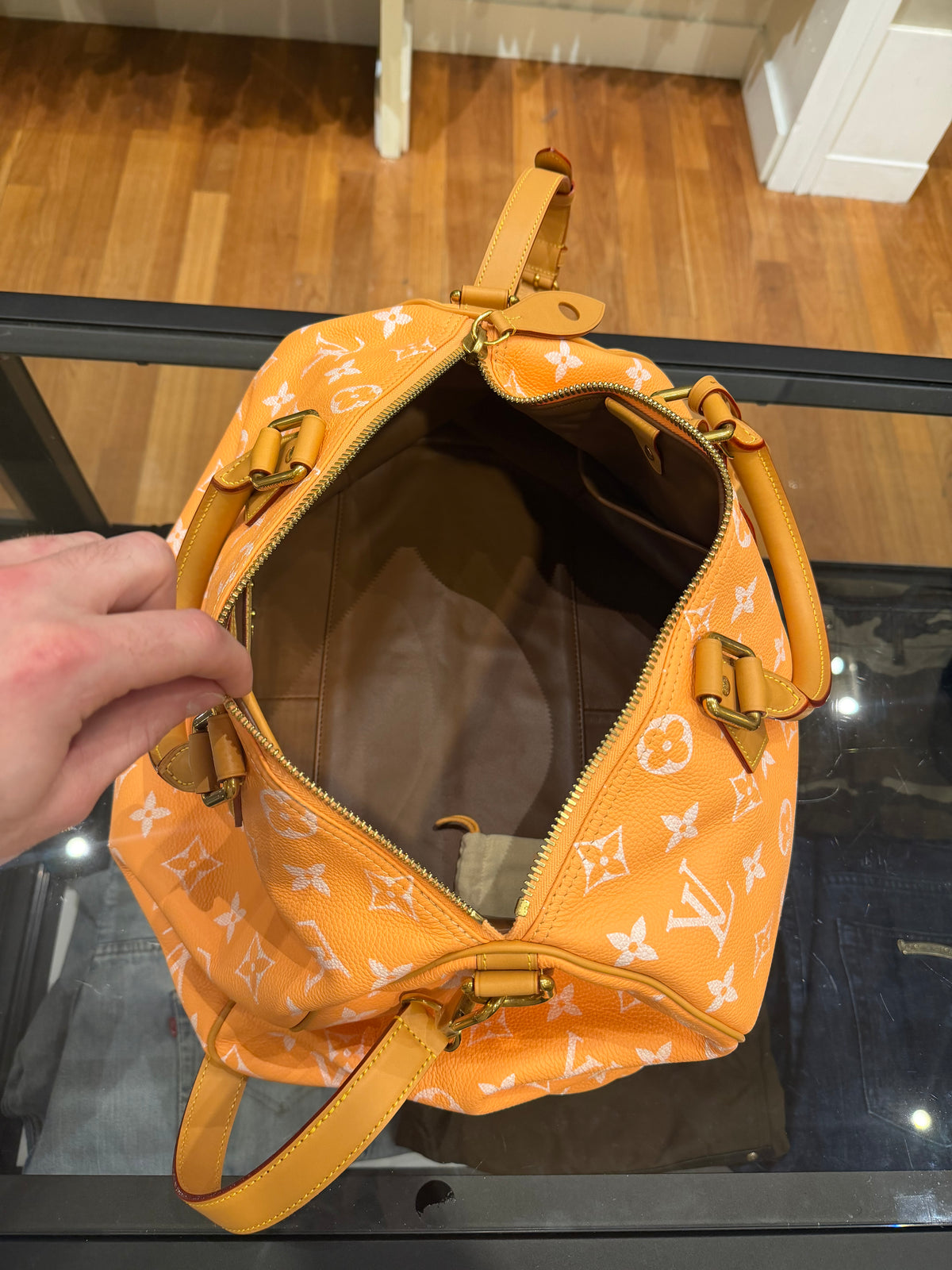 Louis Vuitton P9 Speedy 40 Peach Duffle Bag