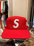 Supreme World Famous S Logo 6 Panel Baseball Cap - Red