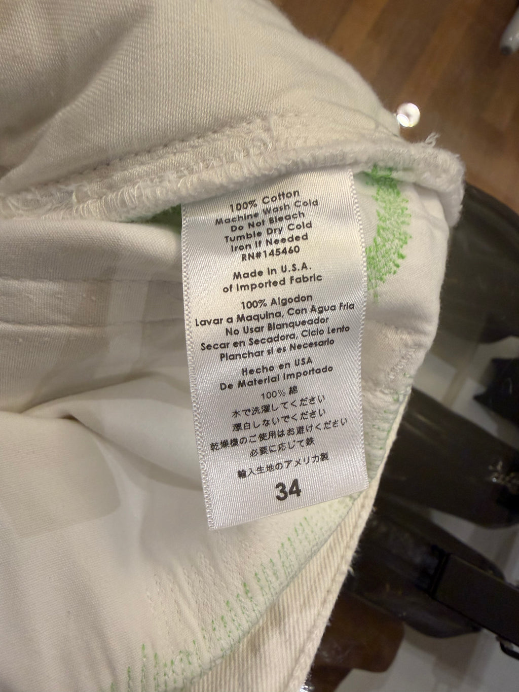 Endless Distressed Patched Denim - White/Green