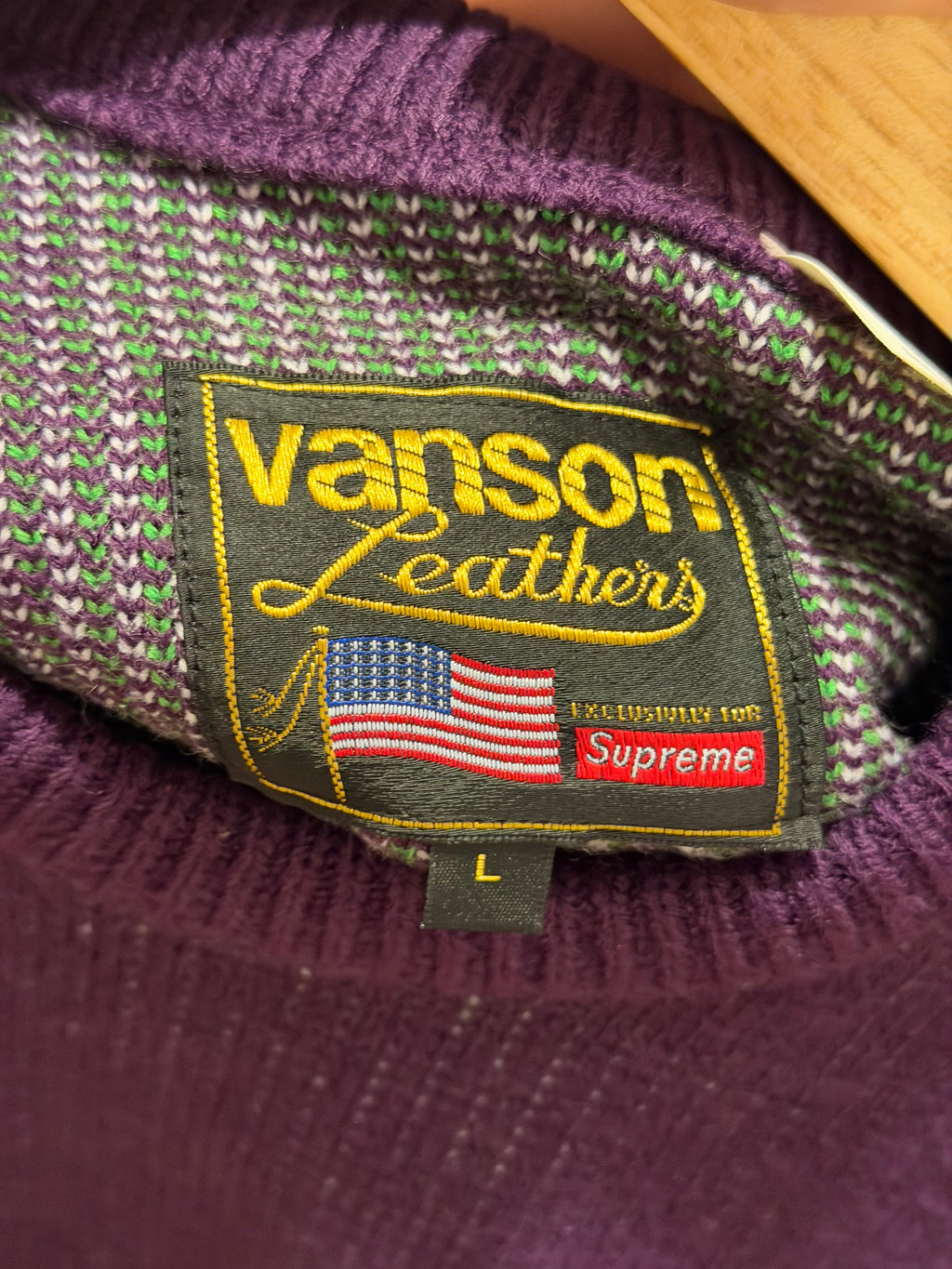 Supreme x Vanson Patch Logo Flame Knit Sweater - Purple