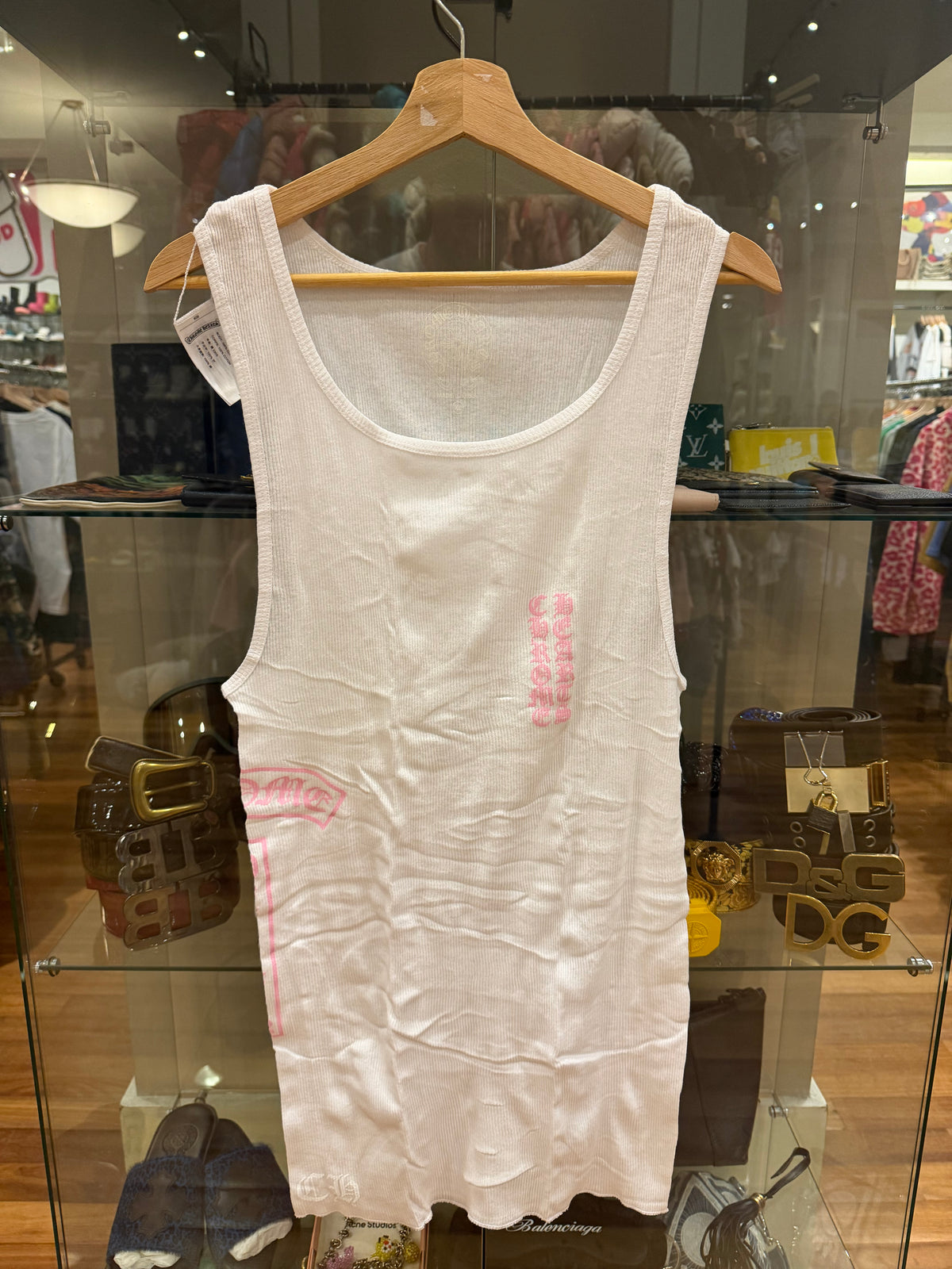 Chrome Hearts T Bar Eye Chart Tank Top - White/Pink