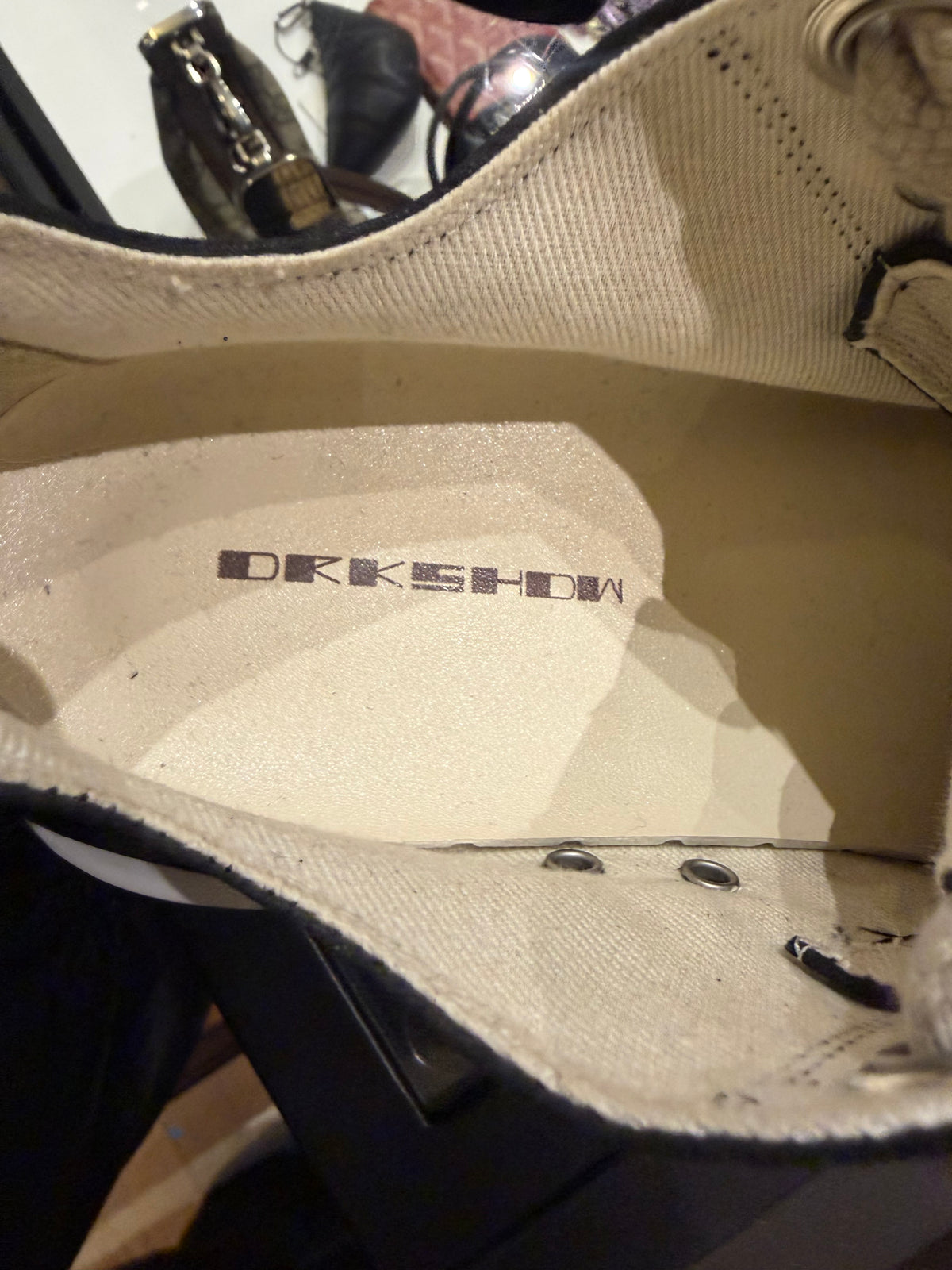 Rick Owens DRKSHDW Jumbolace Abstract Low Sneaker - Black & Milk