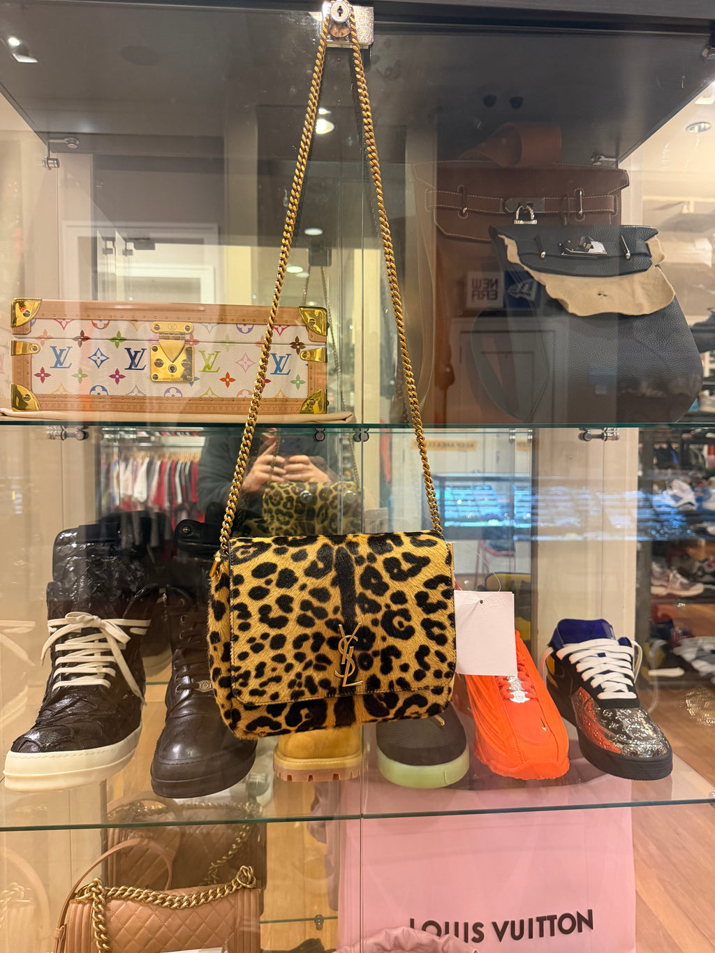 Saint Laurent Kate Leopard Pony Hair Crossbody Bag