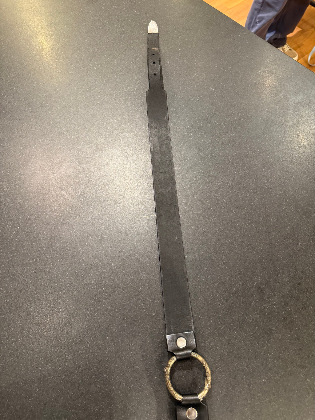 ERD Rose Double Ring Leather Belt - Black