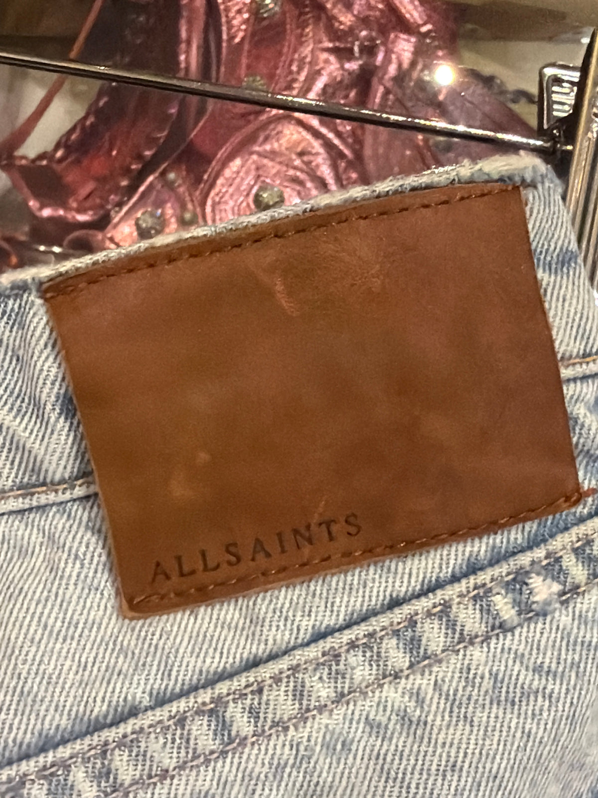 All Saints Distressed Denim Shorts - Light Wash