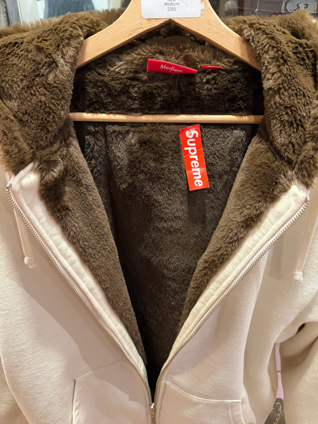 Supreme FW22 Faux Fur Lined Zip Up Jacket - Cream/Natural