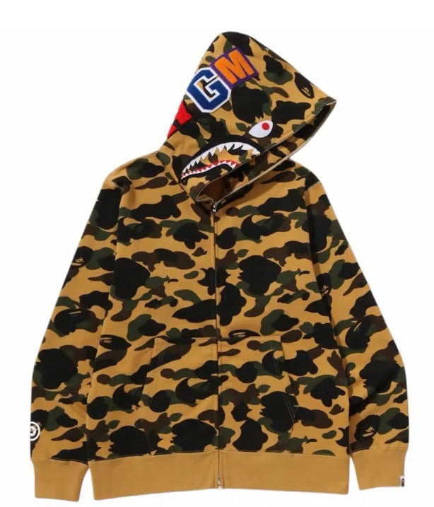 BAPE 1st Camo Shark Full Zip Hoodie - Yellow