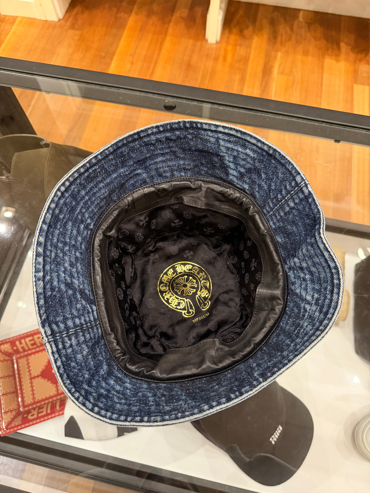 Chrome Hearts Denim All Over Cross Bucket Hat W/ Dagger - Blue