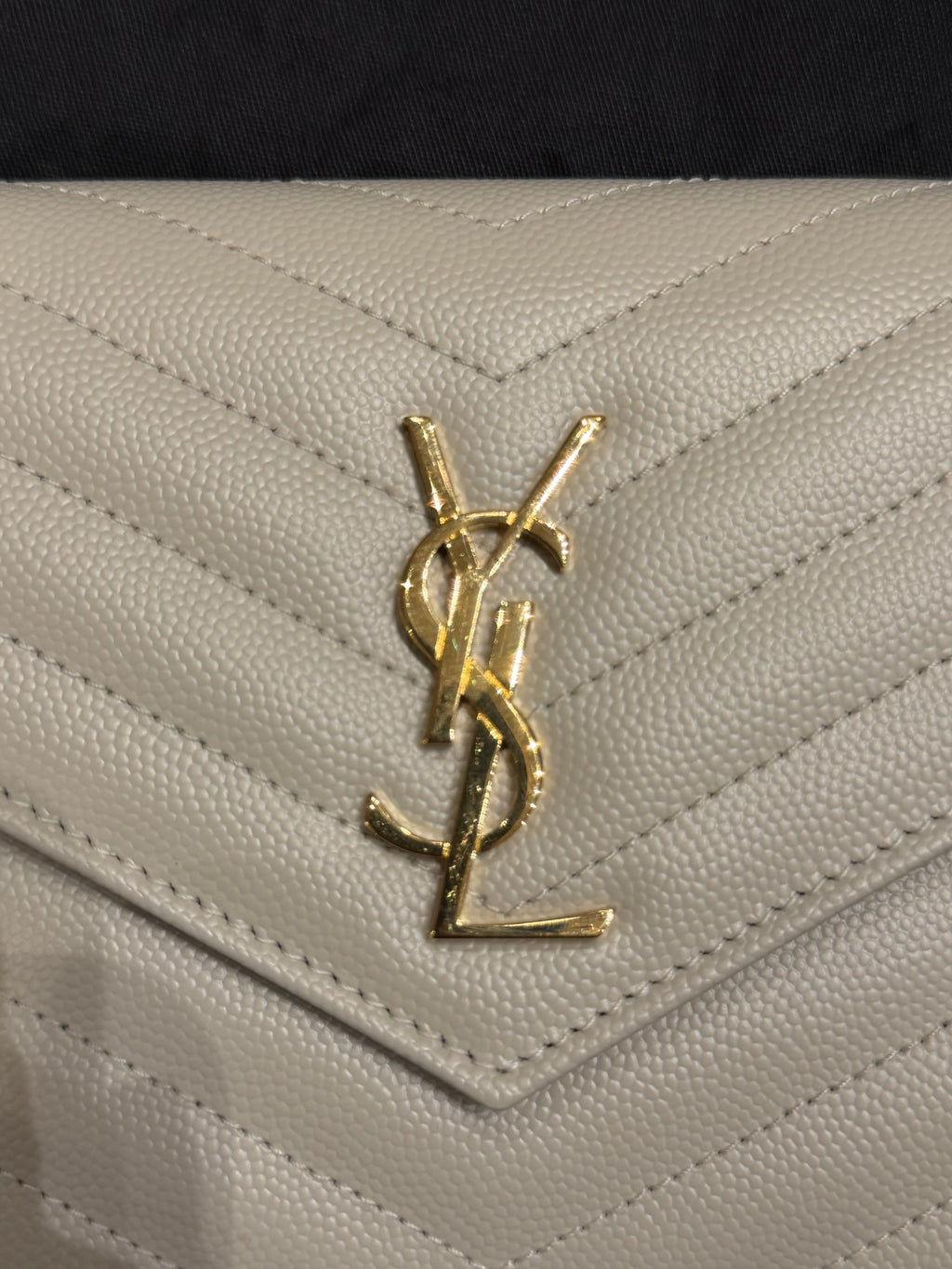 Saint Laurent Cassandre Envelope Chain Wallet - Beige