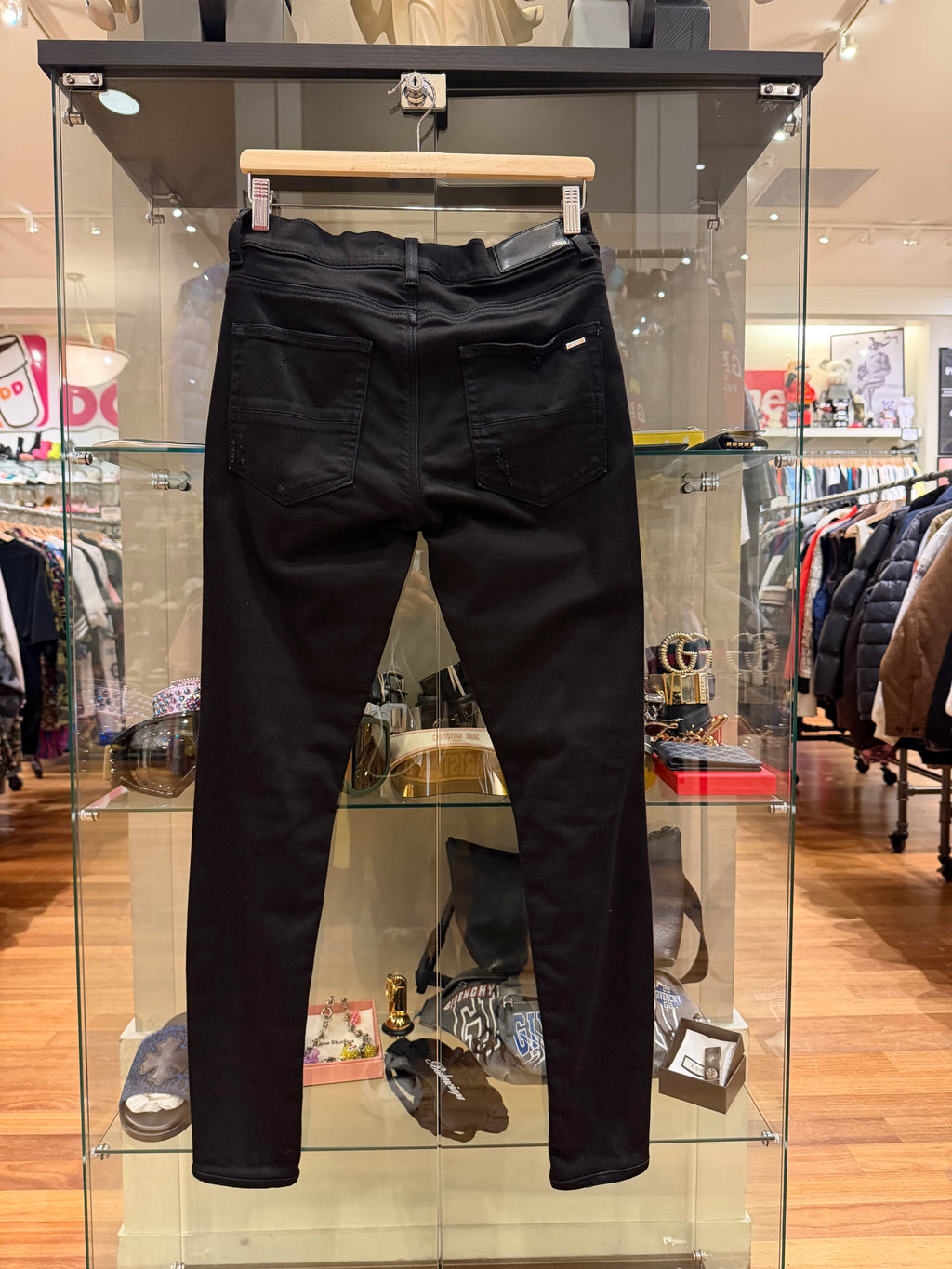 Amiri MX1 Distressed Skinny Jeans Black/Black Patches
