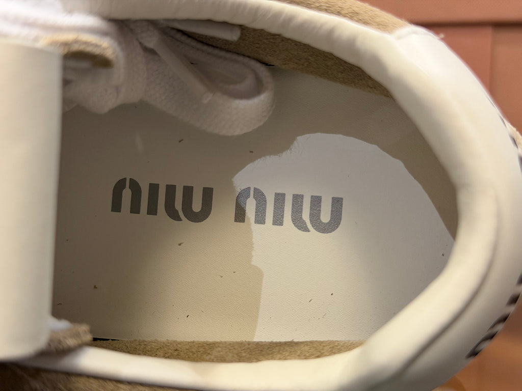 Miu Miu Plume Suede Sneakers - Desert Beige