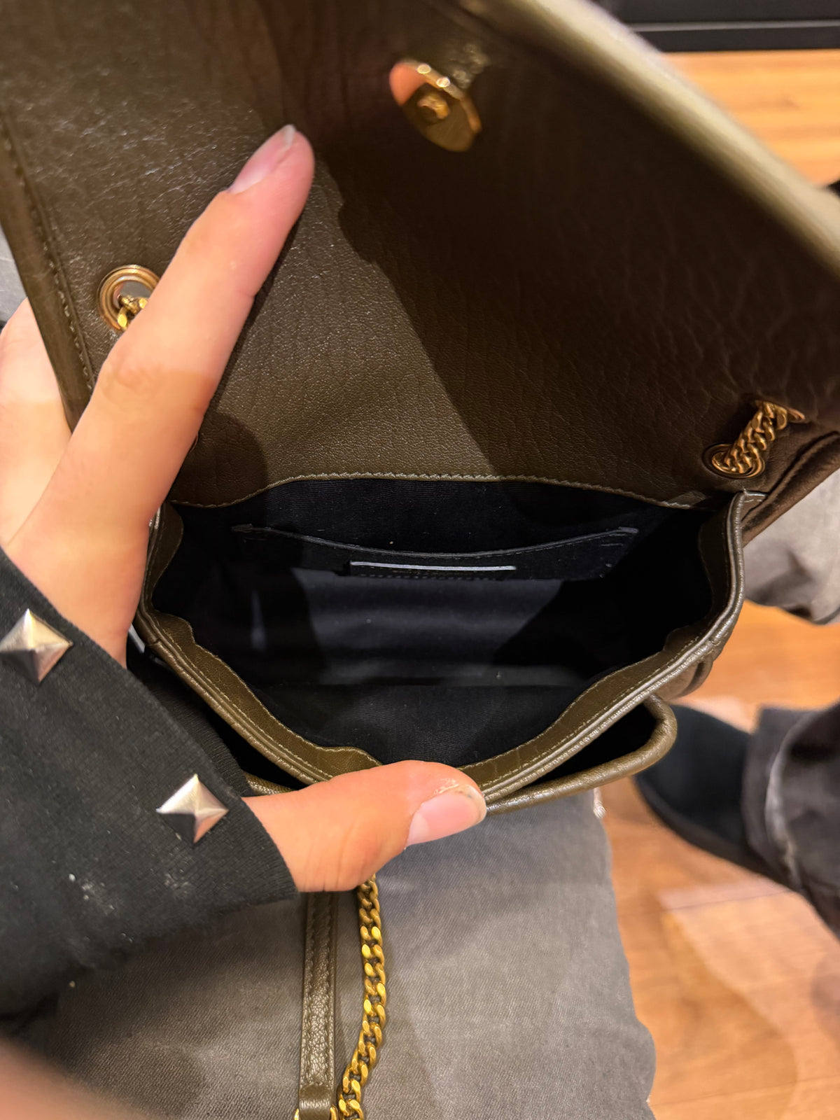 Saint Laurent Lambskin Mini Niki Bag - Olive Green