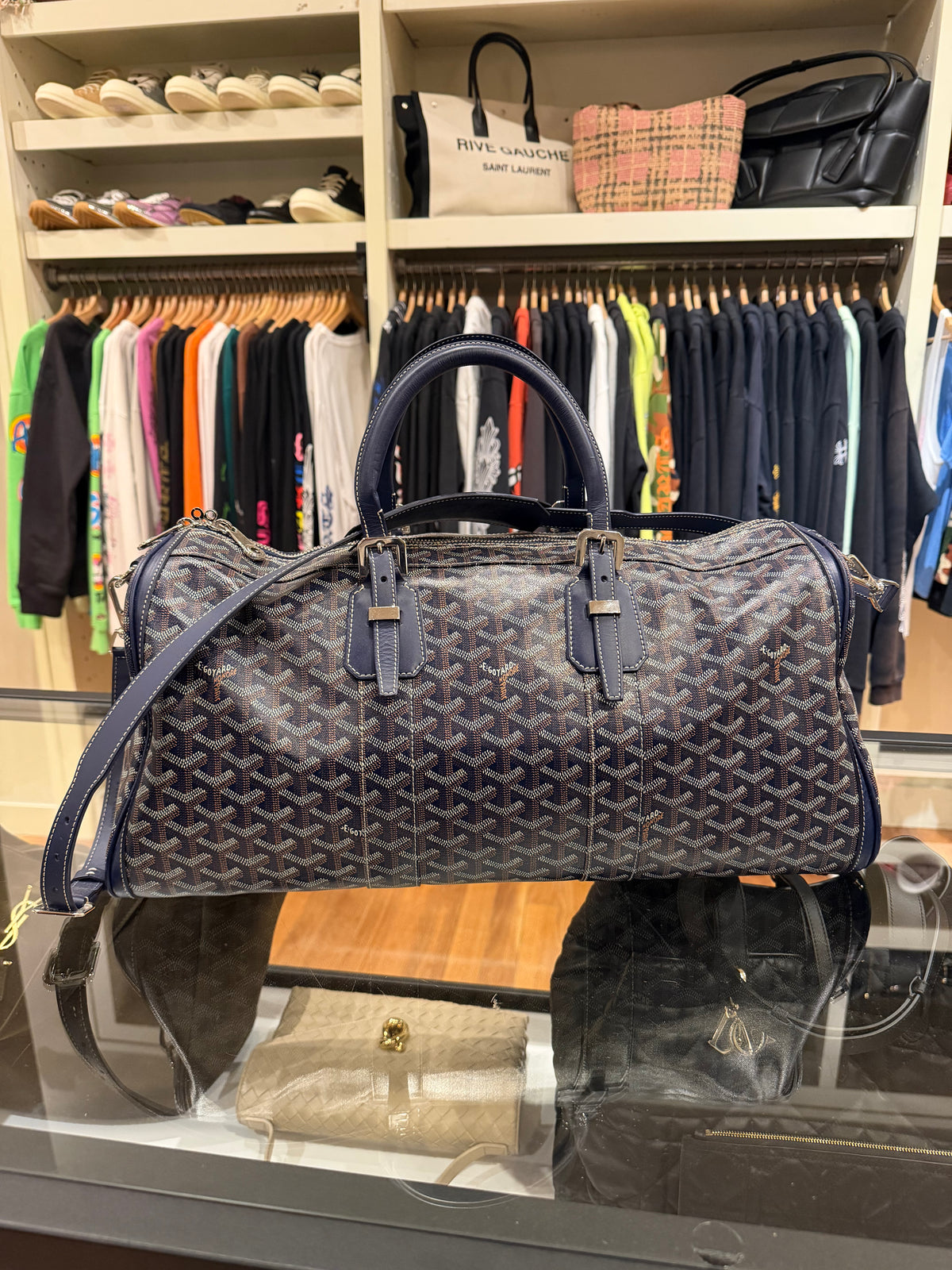 Goyard Croisiere 40 Crossbody Navy Duffle Bag