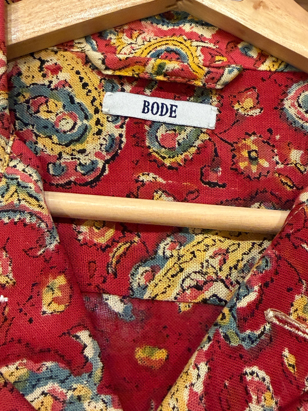 Bode Paisley Frame LS Shirt -
Red