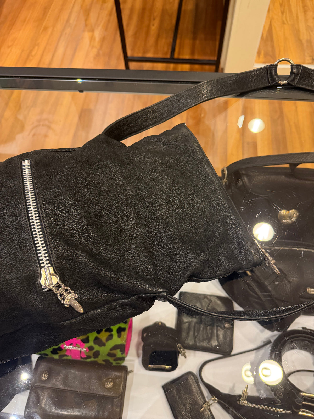 Chrome Hearts Blistered Leather Side Bag With Cross Patch