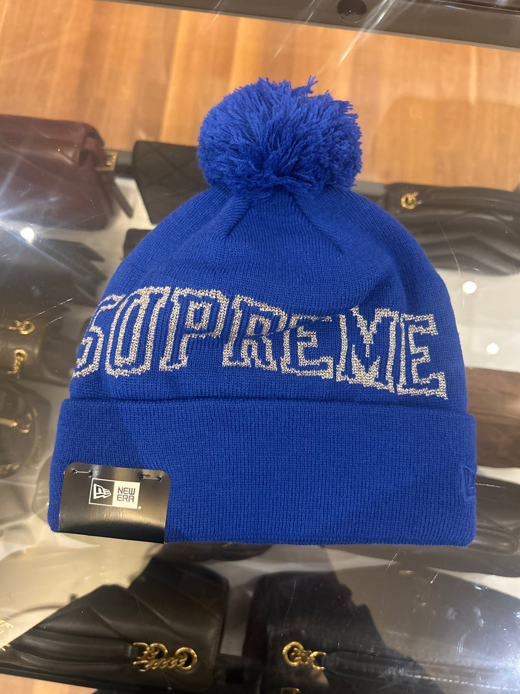 Supreme x New Era Metallic Logo Beanie - Blue