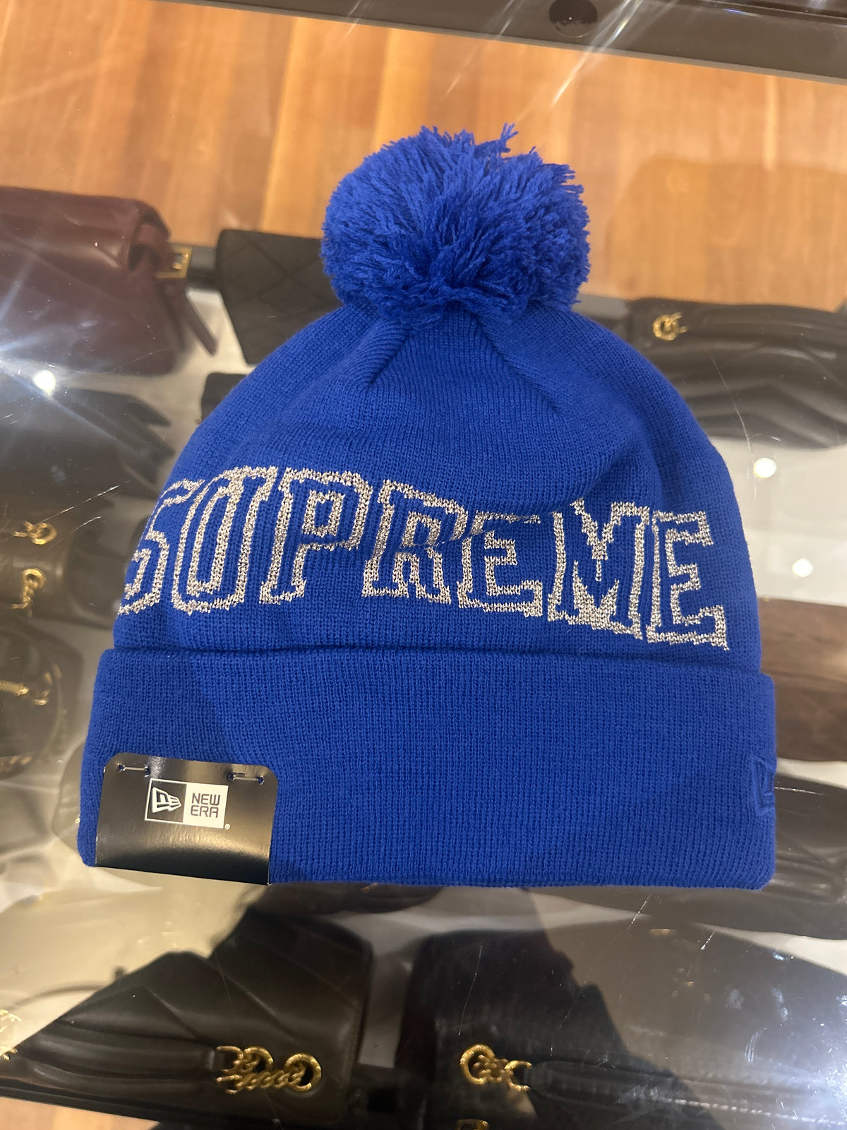 Supreme x New Era Metallic Logo Beanie - Blue