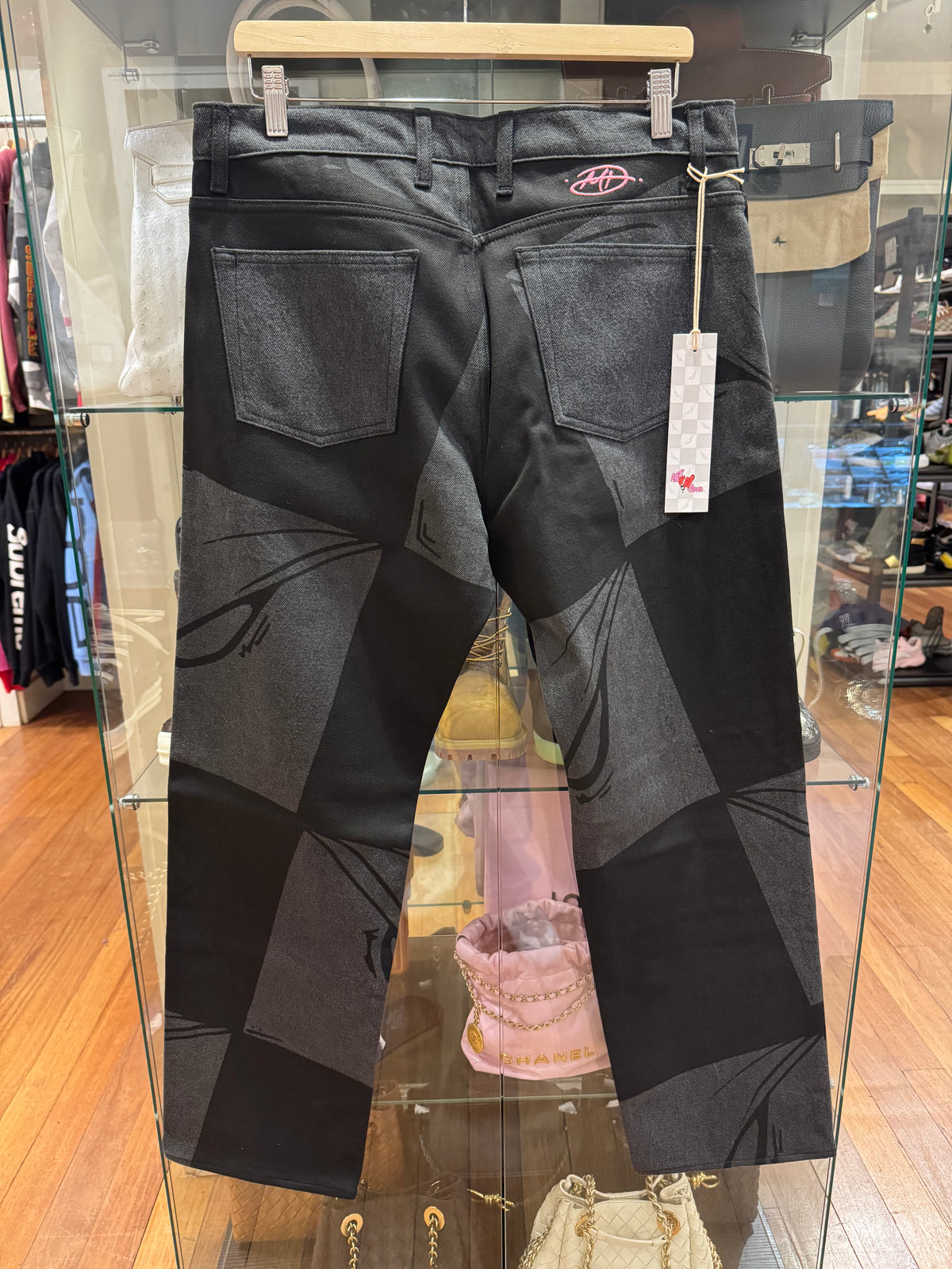 Matty Boy Checkered Denim Jeans - Black