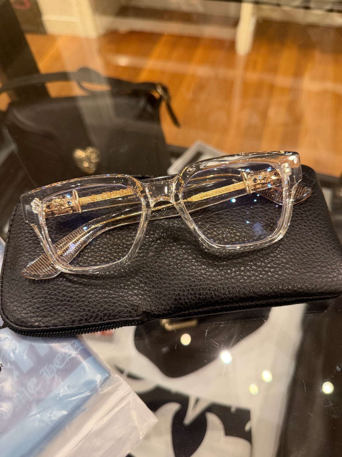 Chrome Hearts ‘Vagillionaire II’ Clear / Gold Glasses
