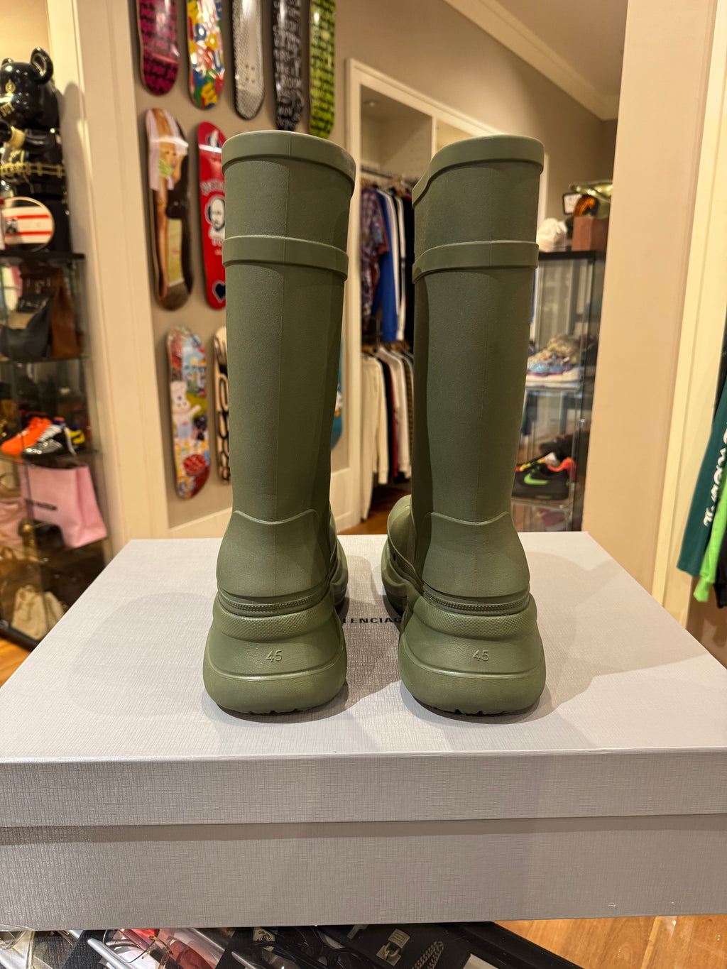 Balenciaga x Crocs Rubber Rain Boots - Olive