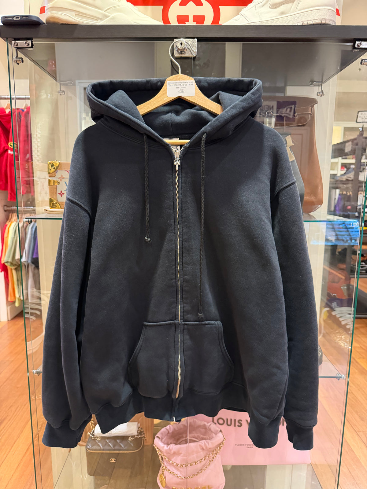 Vintage Chrome Hearts Scroll Thermal Lined Zip Up - Black