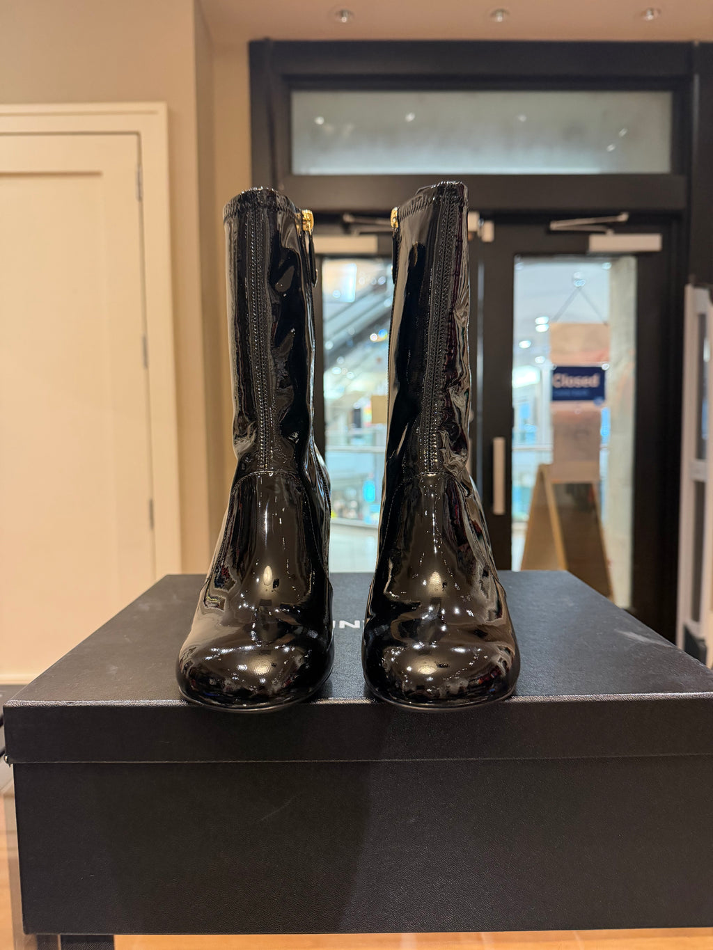 Chanel Patent Leather Ankle Boots - Black