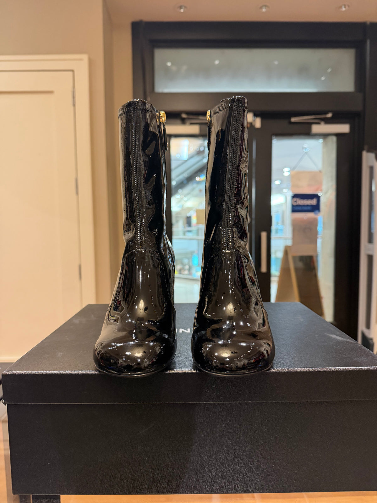 Chanel Patent Leather Ankle Boots - Black