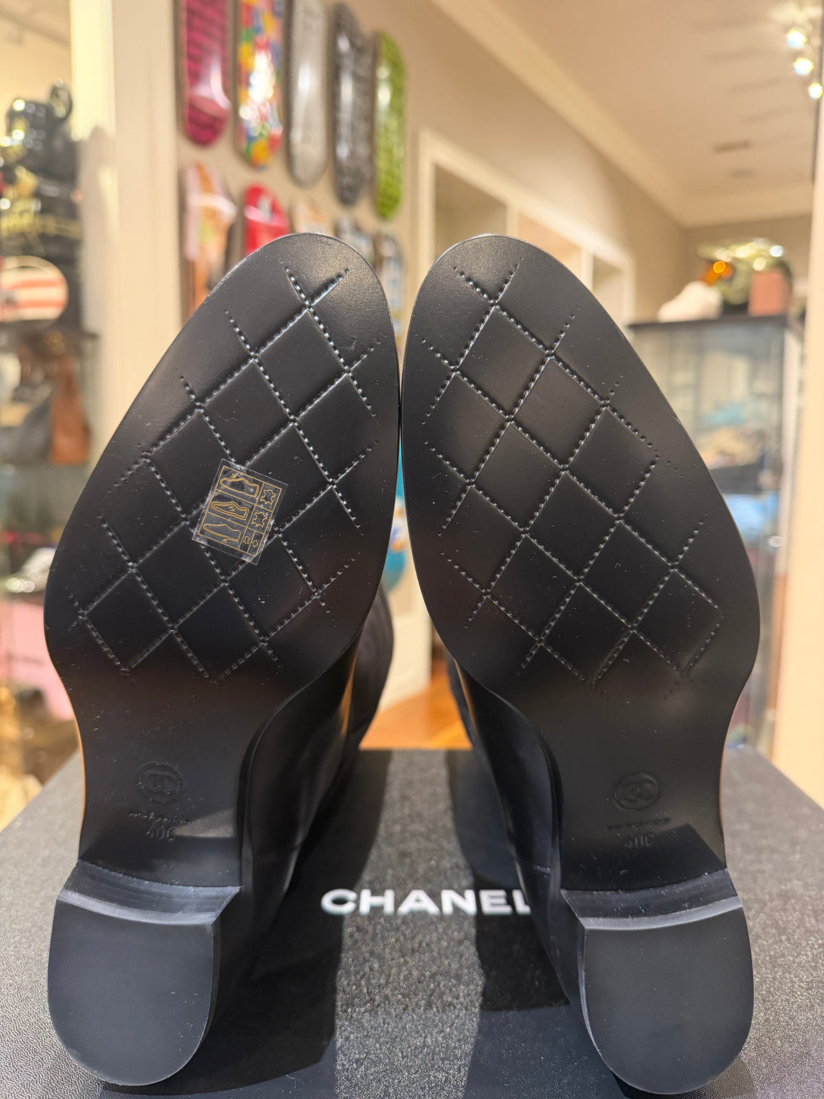 Chanel Calfskin & Suede Mid Calf Boots
