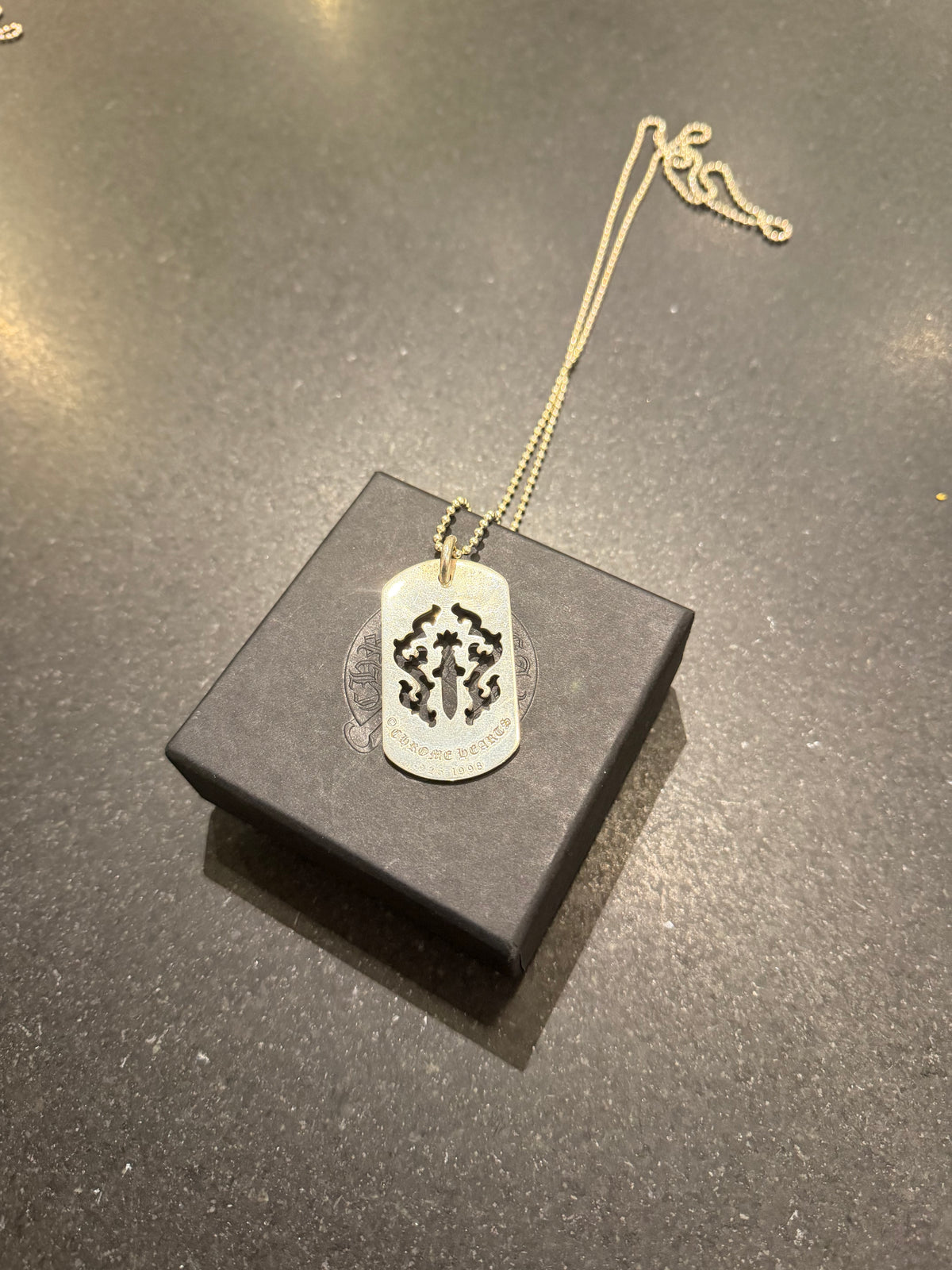 Chrome Hearts ‘Vine Dagger Cutout’ Dog Tag Necklace - Silver