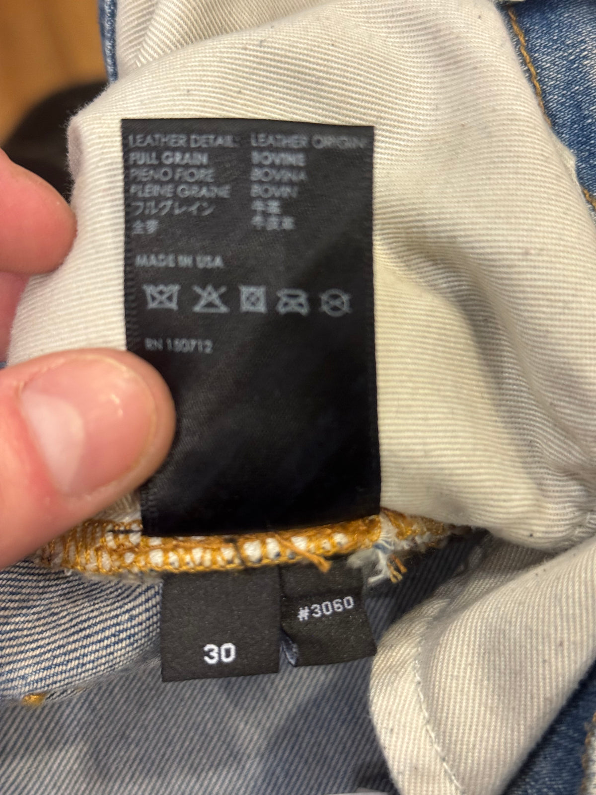 Amiri Leather Core Appliqué Logo Jeans - Indigo/Clay