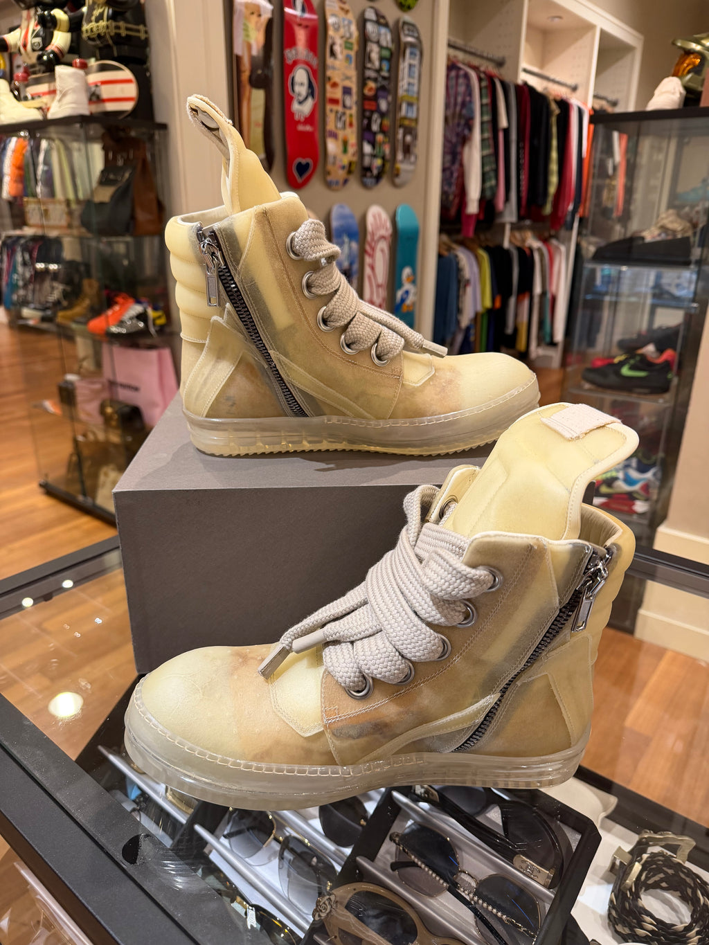 Rick Owens Edfu JumboLace Geobasket - Natural / Clear