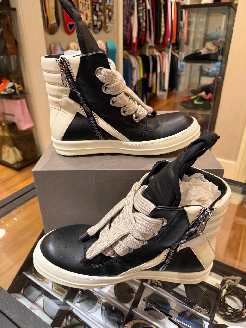 Rick Owens Jumbolace Geobaskets - Black/Milk