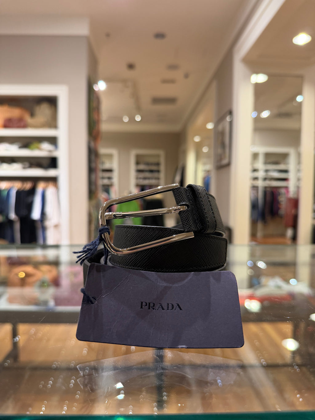 Prada Saffino Leather Belt - Black