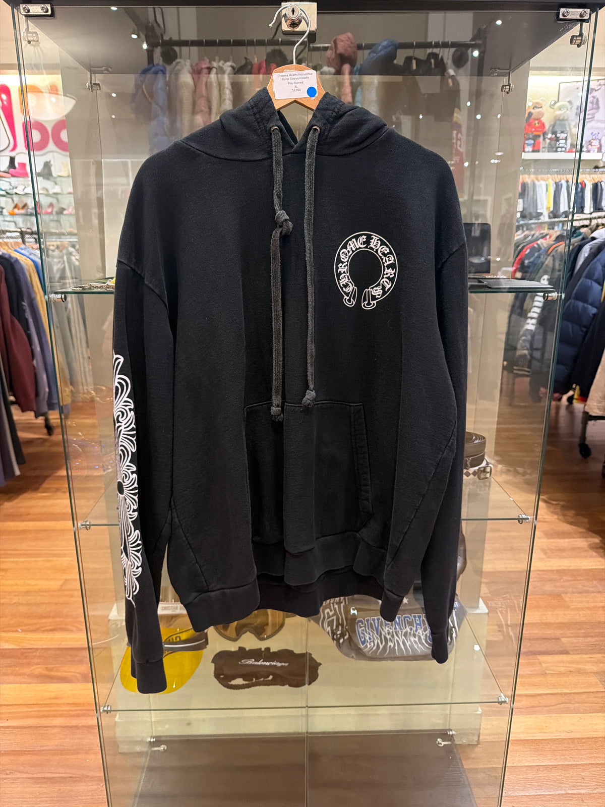 Chrome Hearts Horseshoe Floral Sleeve Hoodie