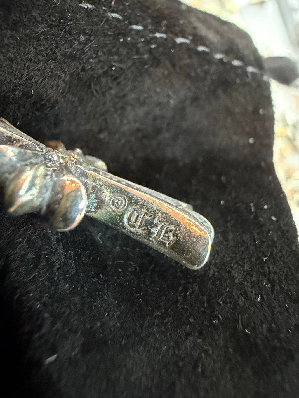 Chrome Hearts Pave Diamond Tiny Cross - Silver