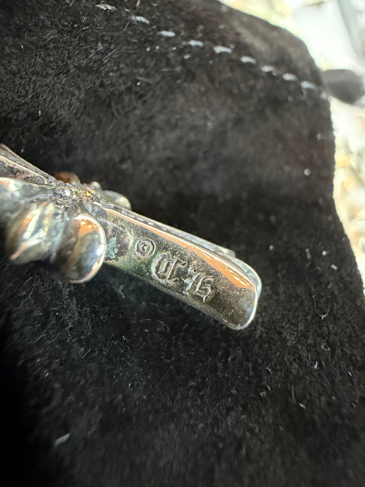 Chrome Hearts Pave Diamond Tiny Cross - Silver