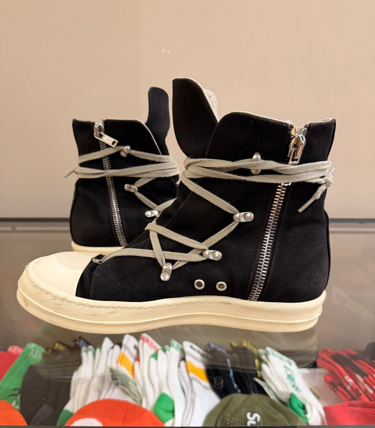 Rick Owens Hexagram Canvas Sneaker  - Black