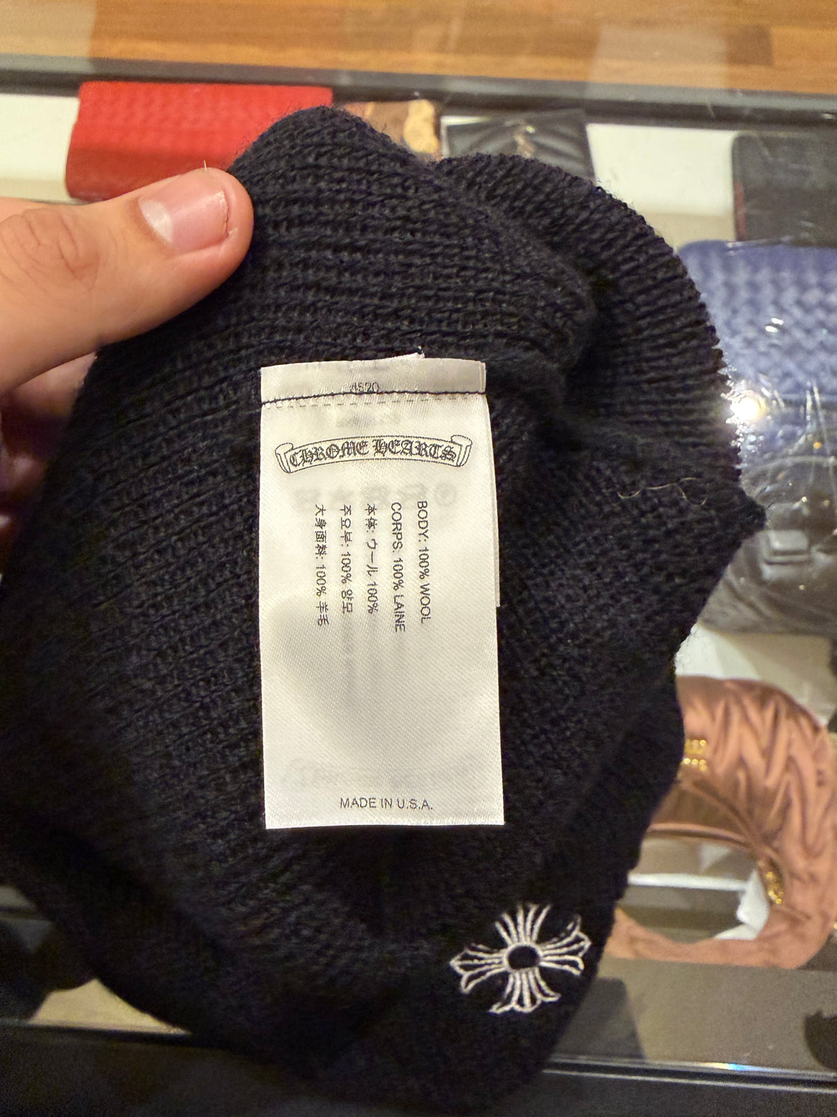 Chrome Hearts Horseshoe Logo Beanie - Black/White