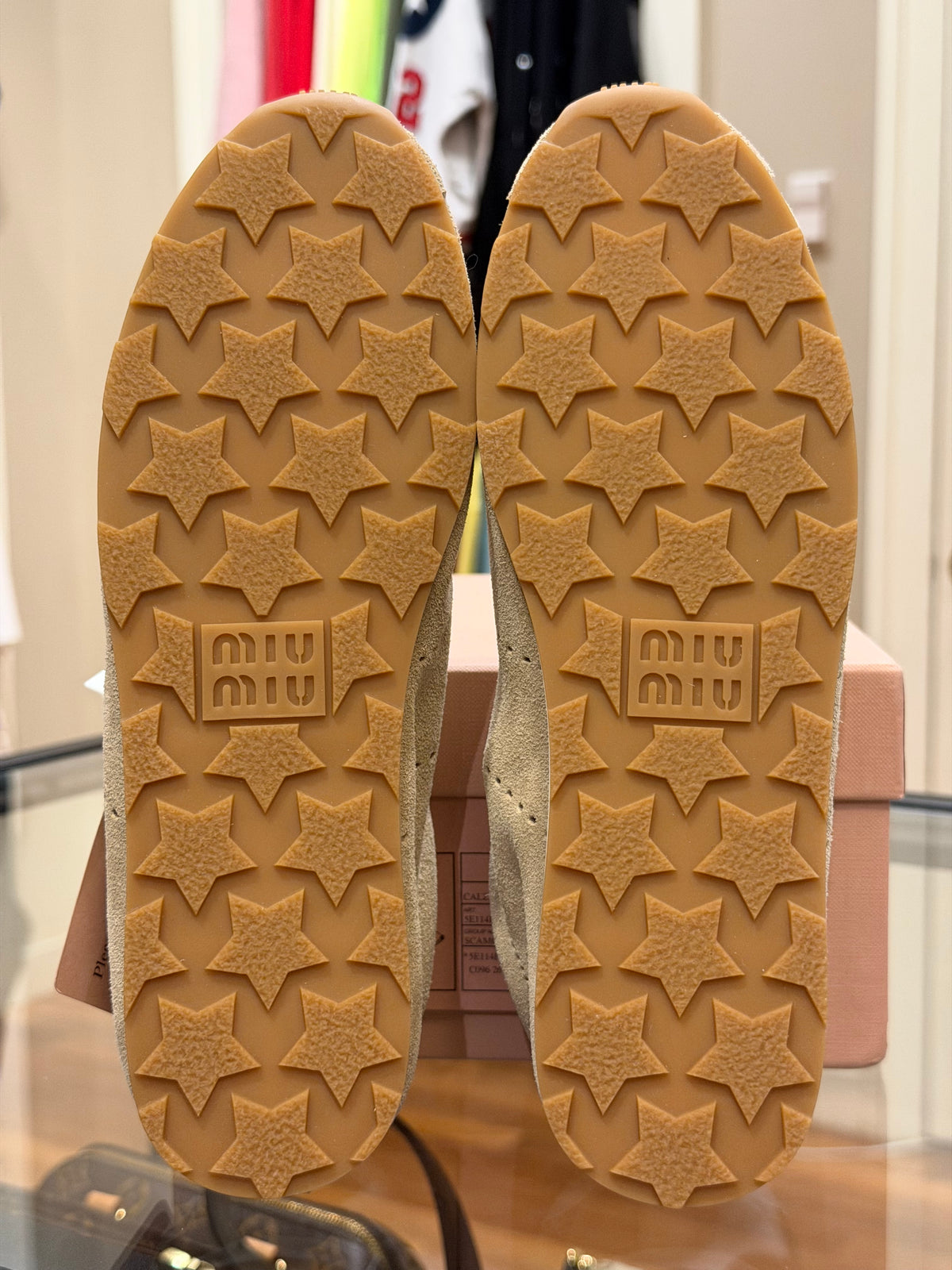 Miu Miu Plume Suede Sneakers - Desert Beige