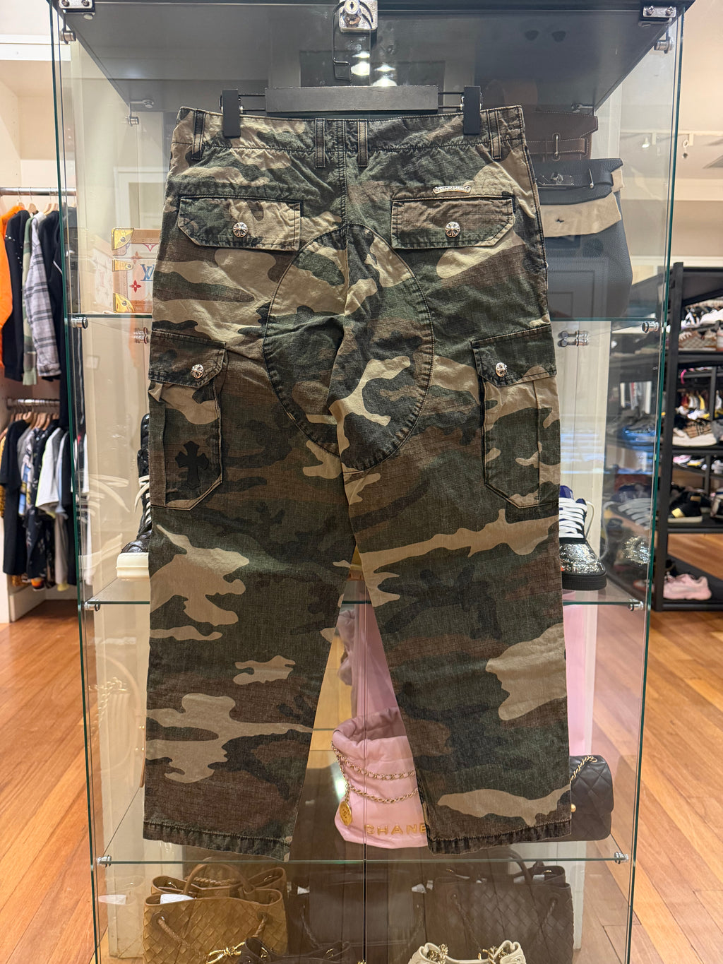 Chrome Hearts ‘Devil Dog’ Camo Cargo Fatigue Pants W/ Cross Patch
