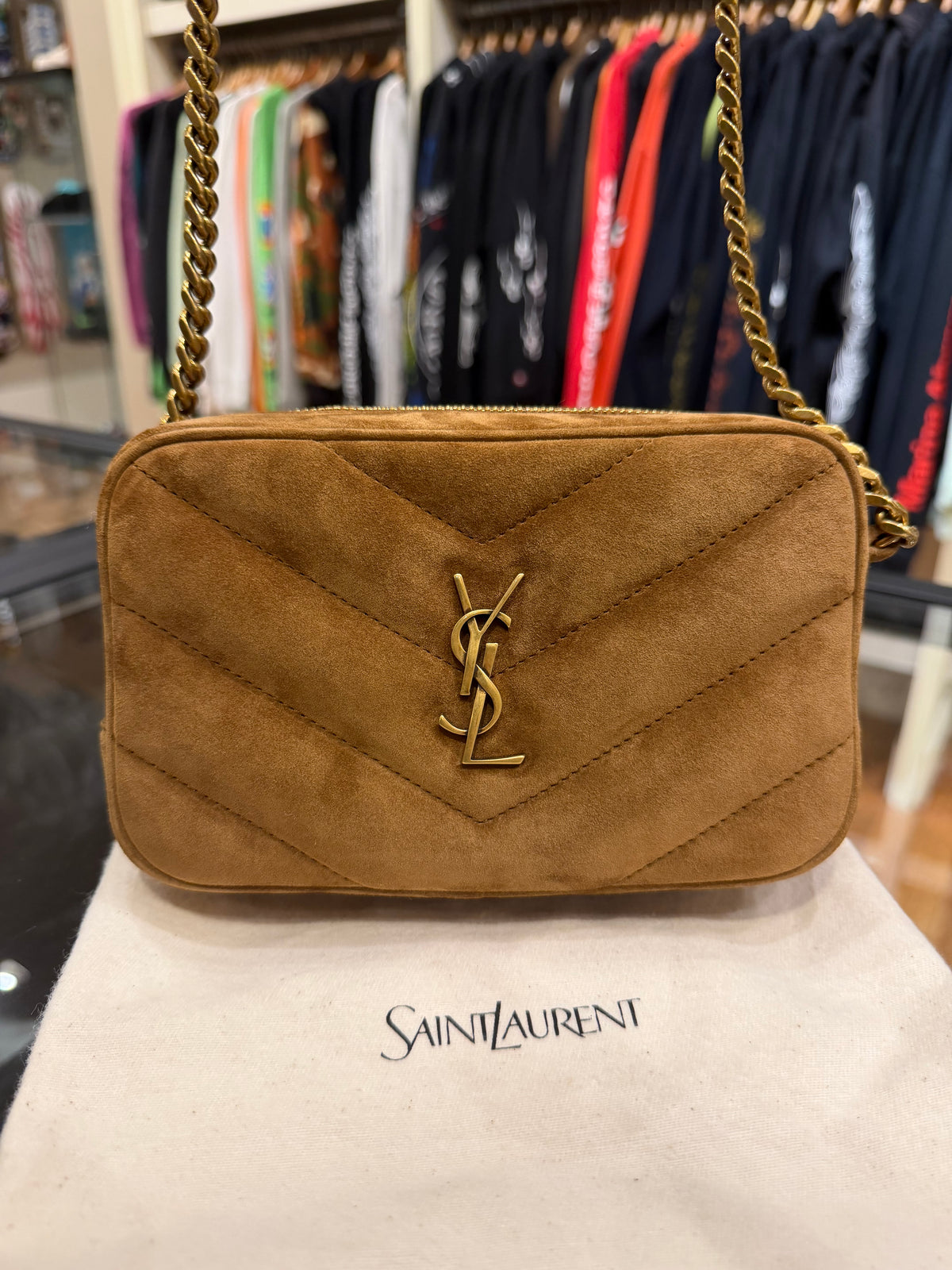 Saint Laurent LouLou Camera Bag Suede - Caramel