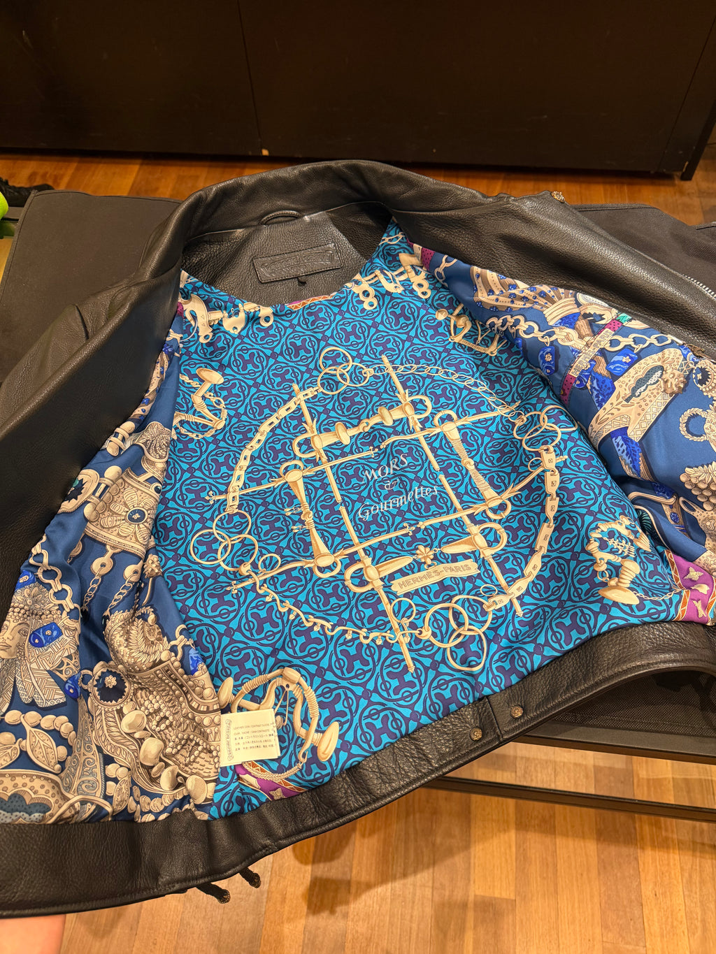 Chrome Hearts Hermes Silk Lined ‘ JJ Dean’ Leather Moto Jacket