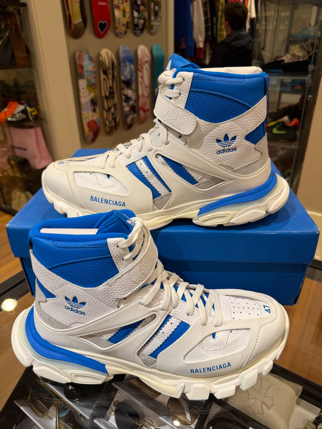 Balenciaga x Adidas Originals Track Forum Sneakers - White / Blue