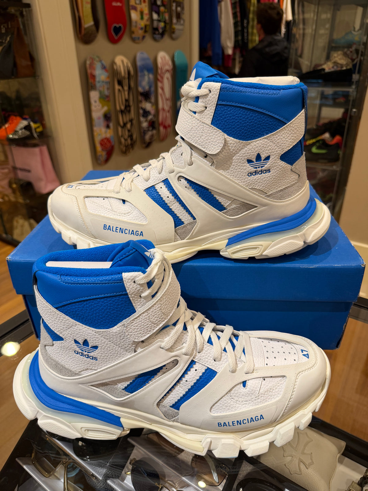 Balenciaga x Adidas Originals Track Forum Sneakers - White / Blue